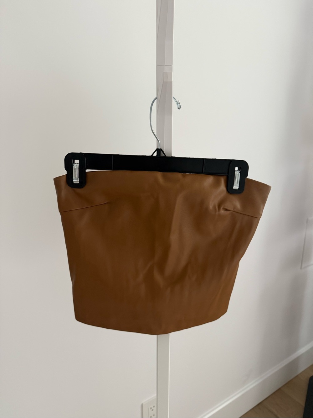 CULTNAKED Brown Faux Leather Strapless Top